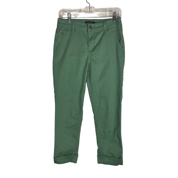 d.jeans Pants - D.Jeans Womens Green Cropped Cuffed Pants Size 4 Stretch Twill Mid Rise 5-Pocket